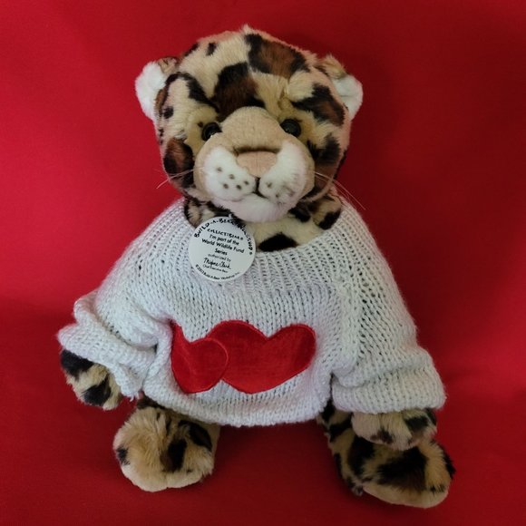 Build A Bear Workshop Collectibear Leopard White Knit Sweater - Picture 12 of 13